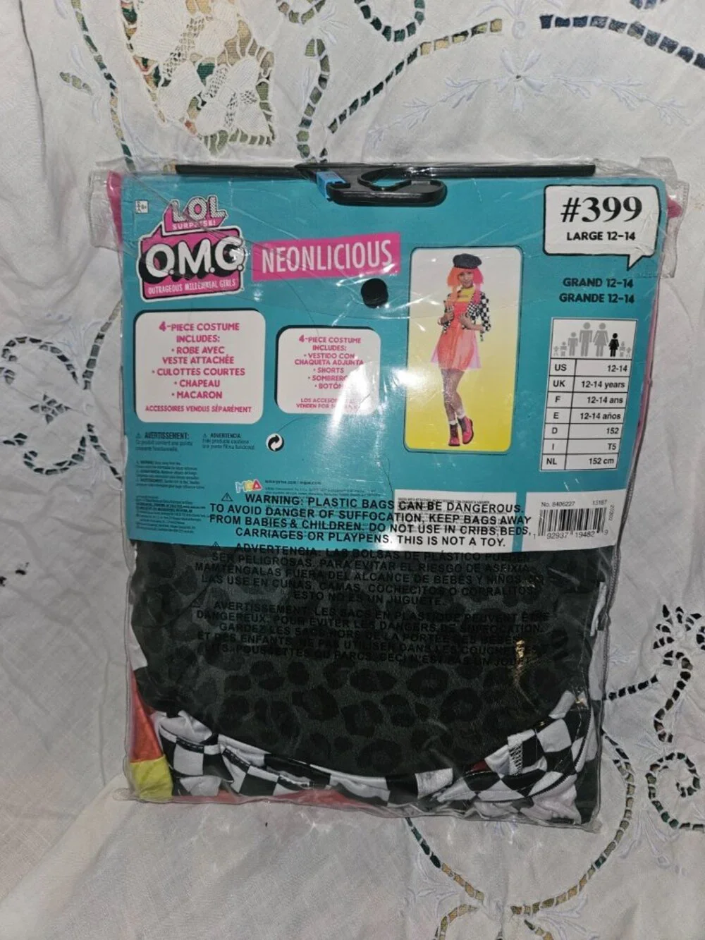 L.O.L. Surprise O.M.G. Neonlicious Costume Size Large 12-14 Complete 4-Pieces